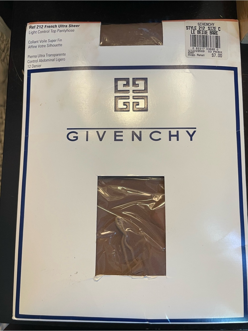 Givenchy New Vintage Ultra Sheer Control Top Pantyhose Beige Size C Sandal Toe